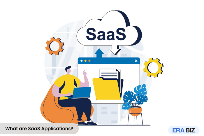 SaaS, What is SaaS, Man clicking on SaaS application to transfer files, Era Biz Solutions