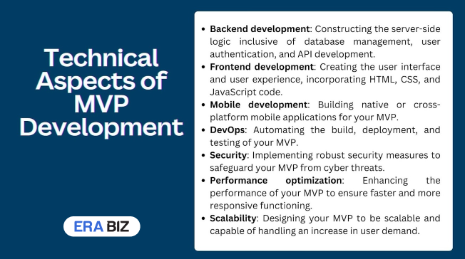 Technical aspects of MVP development, infographic, era biz solutions