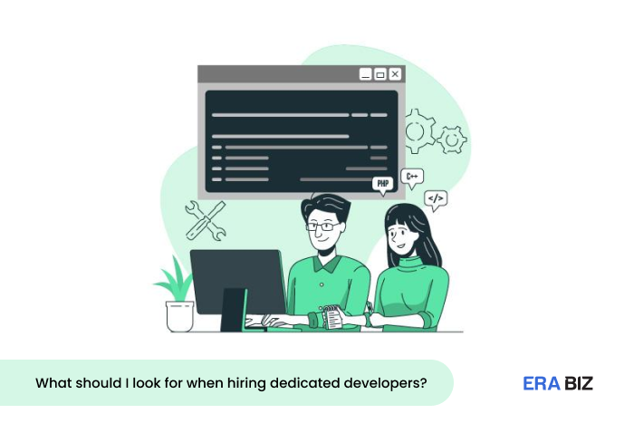 Man trains new developer, Qualities of dedicated developers, what to look for when hiring, era biz solutions